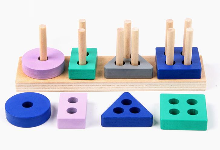 Environmentally friendly non-toxic 3D geometric stacking classification of wooden toys