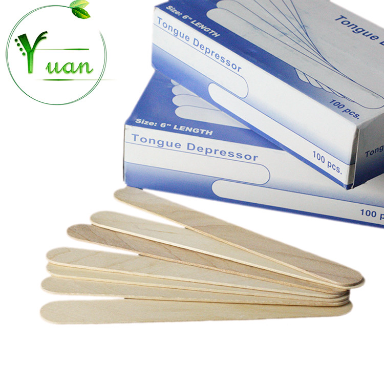 Medical packaging sterile 150 * 18 * 1.6mm wooden disposable tongue depressor