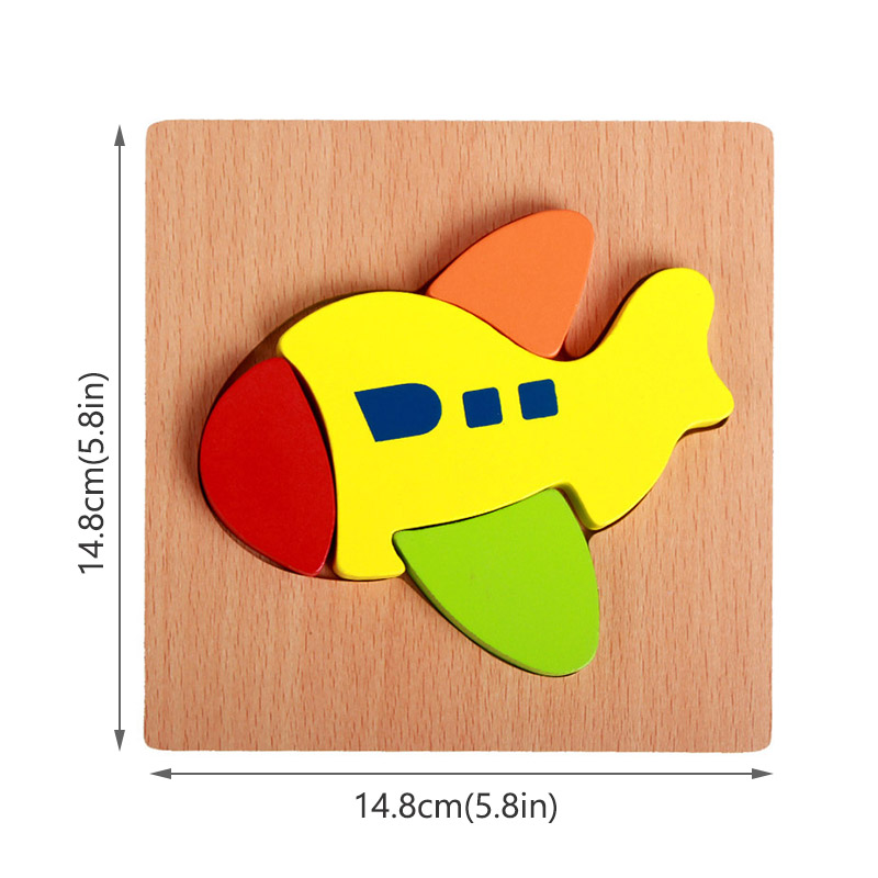 Cartoon 3D animal wooden jigsaw puzzle toy for Montessori baby