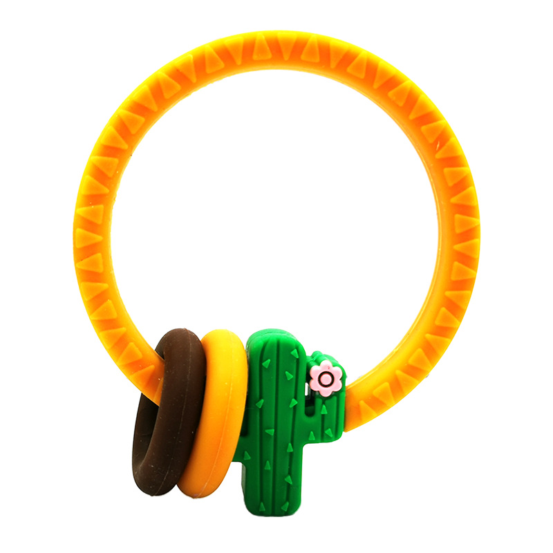 Hot selling crochet elephant teething wooden ring sensory toy baby teeth-gum