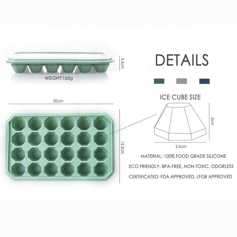  best-selling 24 cavity diamond shaped silica gel mold ice tray