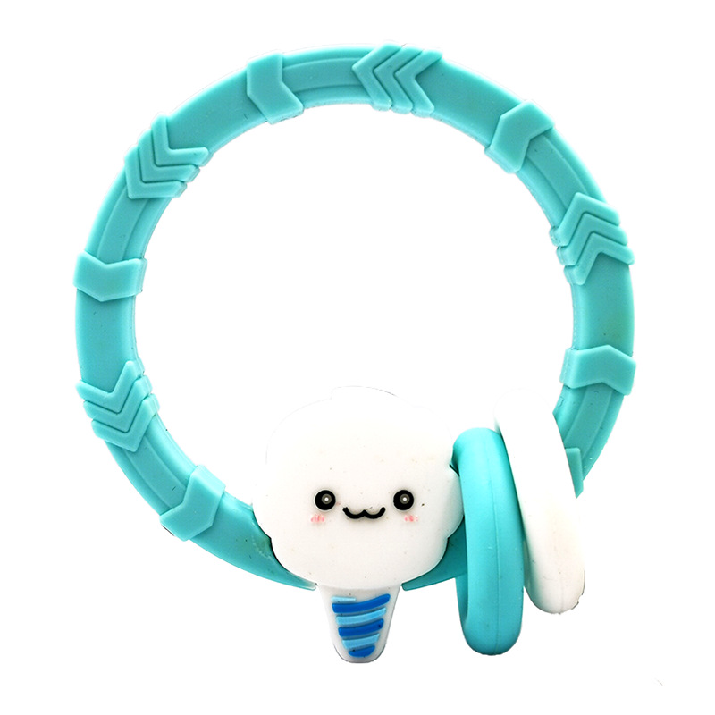 Hot selling crochet elephant teething wooden ring sensory toy baby teeth-gum