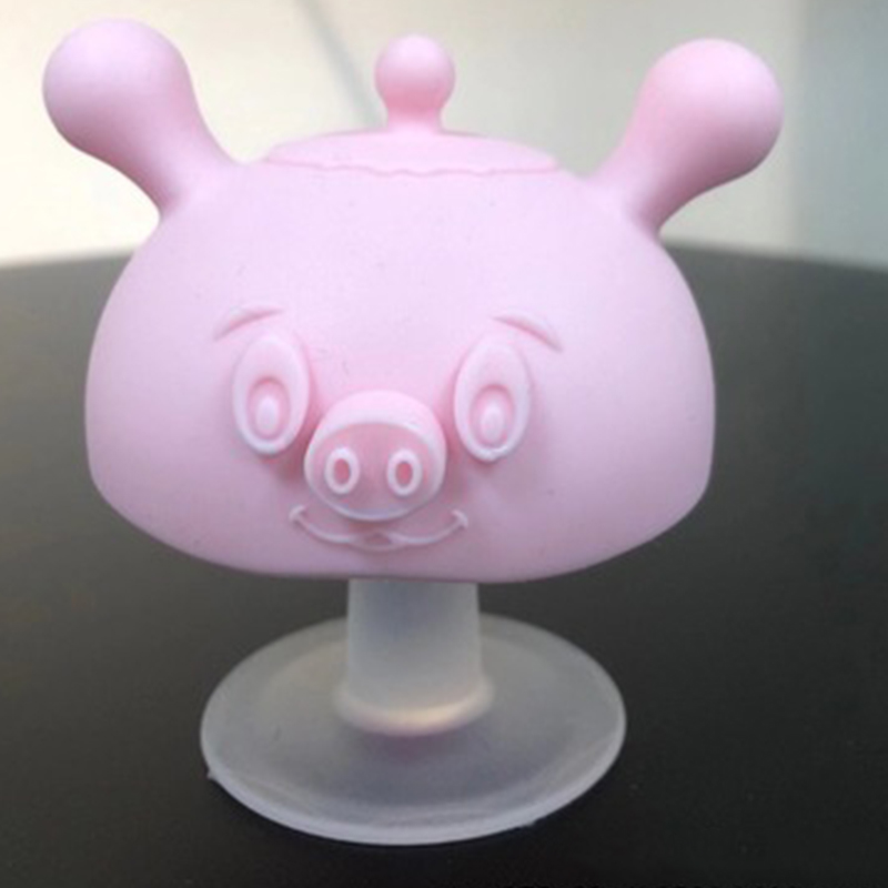 Soothe baby cartoon pig mother liquid silicone mushroom tooth gum