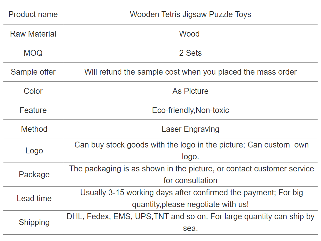 Newly designed wooden jigsaw puzzle for children's logical thinking training