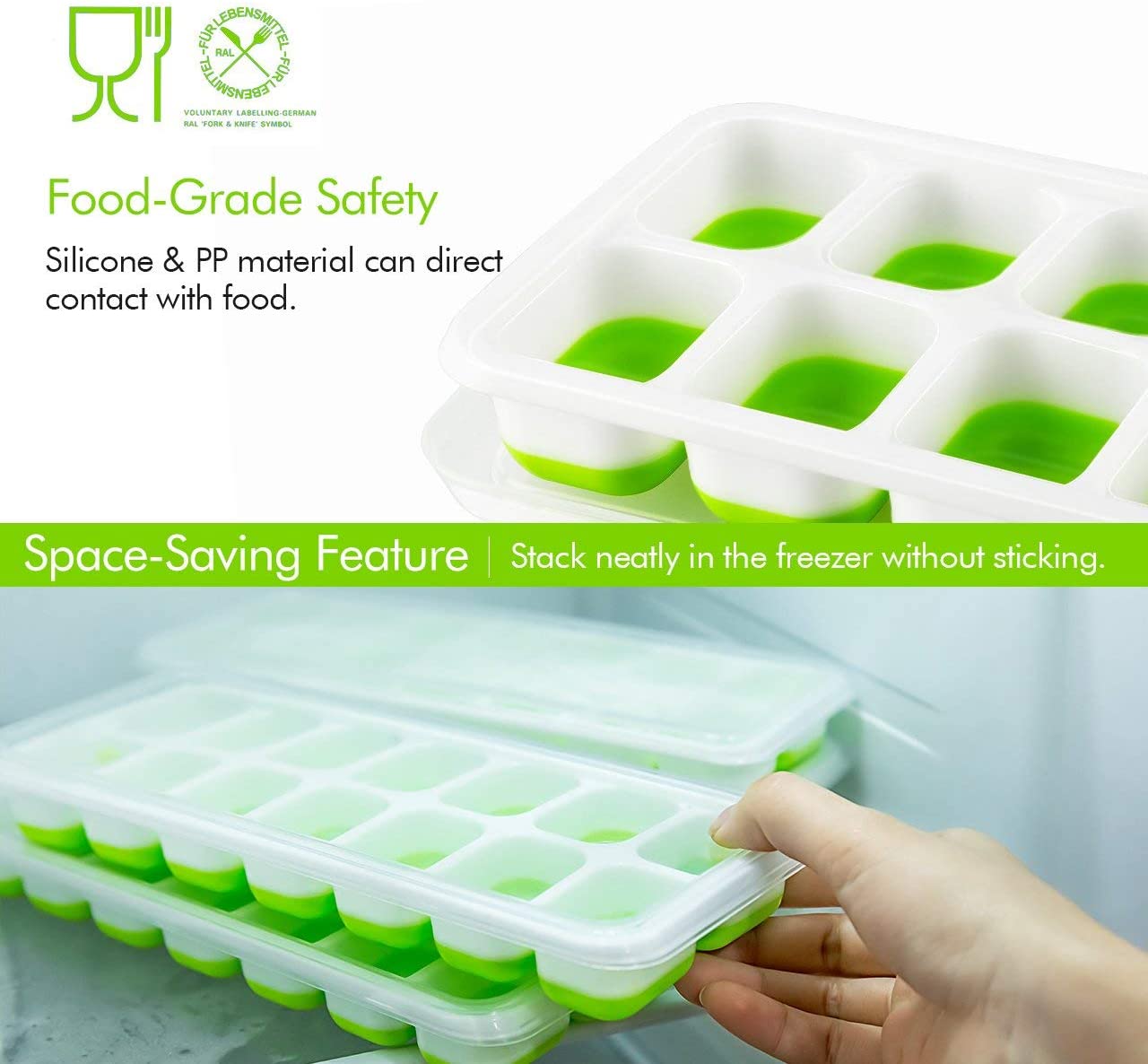 Flexible and easy to release BPA-free 14 mesh silica gel ice tray