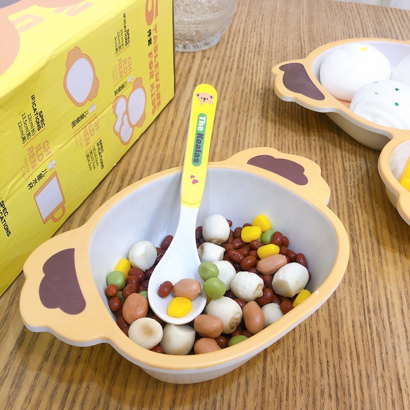 Does not contain BPA bamboo fibre suit baby tableware