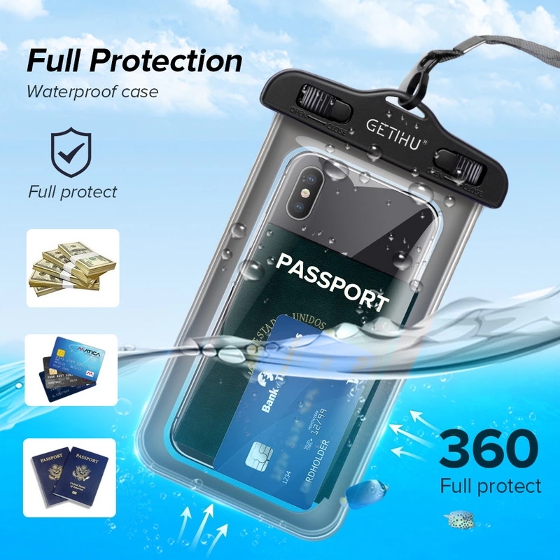 WaterProof Bag PVC Mobile Phone Cases Clear Pouch Case Water Proof Cell Phone Bag With Lanyard