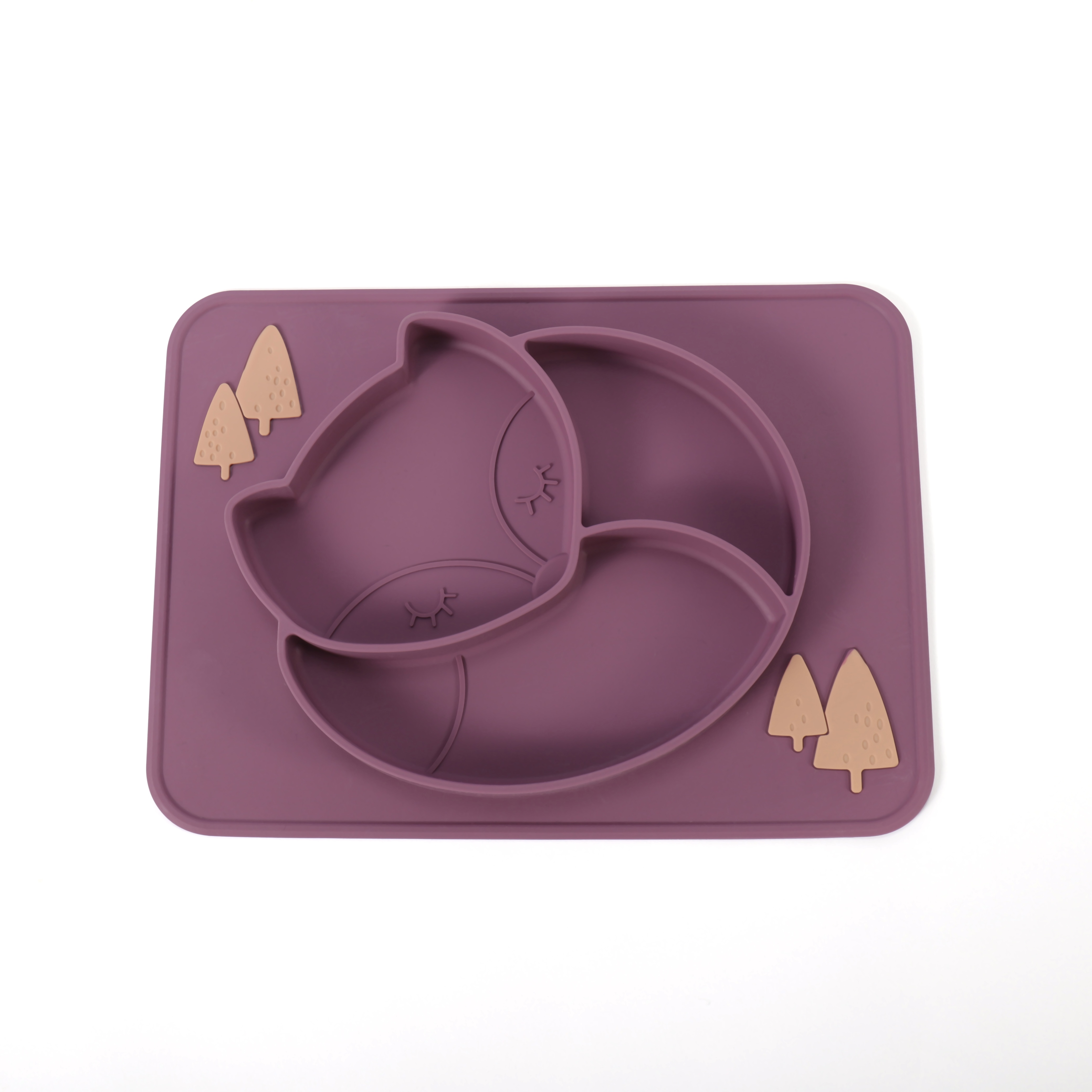 Silicone Baby Plate with Fox Style Suction Type Multiple Colors Selection