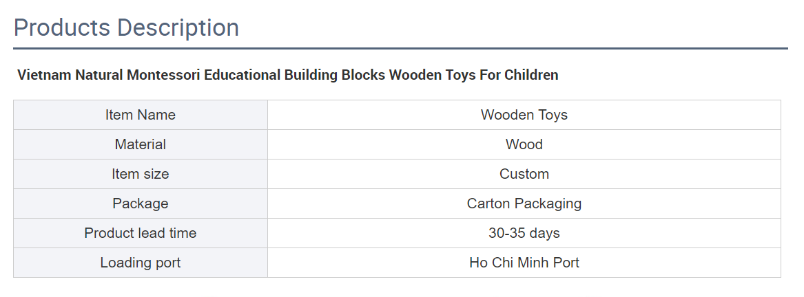 Vietnam Natural Montessori Educational Building Blocks Wooden Toys For Children