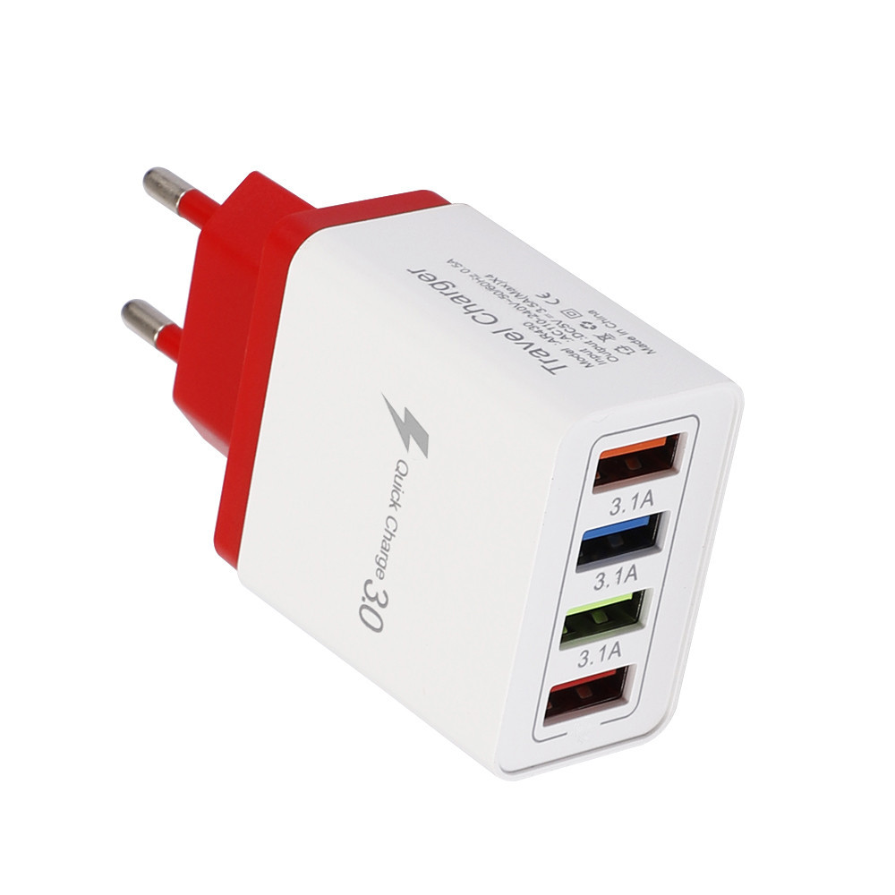 Suitable for Samsung Huawei Xiaomi QC 3.0 wall universal travel suitable for EU 4 USB mobile phone charger