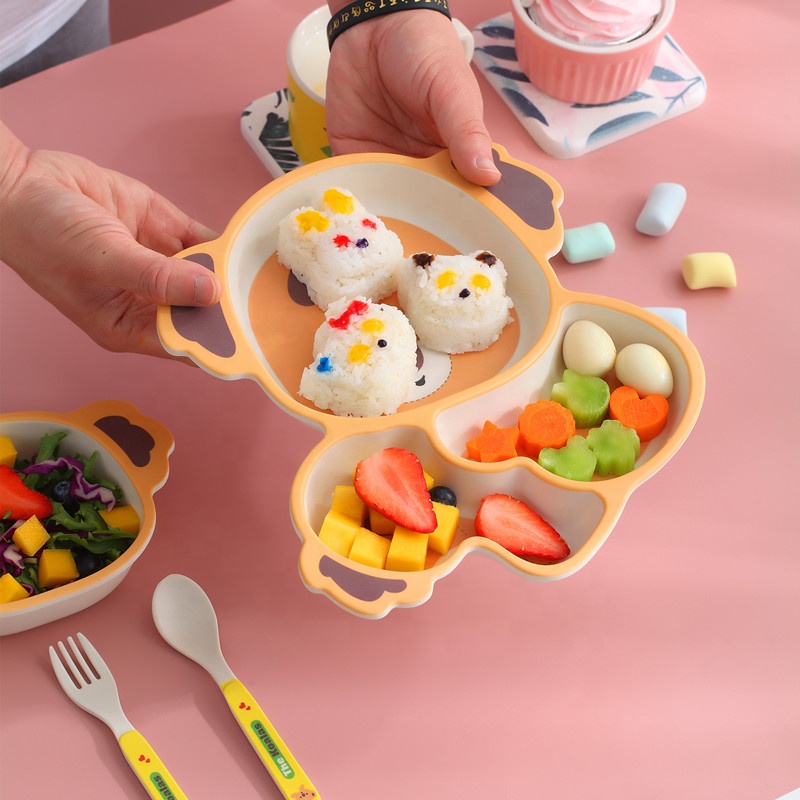 Does not contain BPA bamboo fibre suit baby tableware