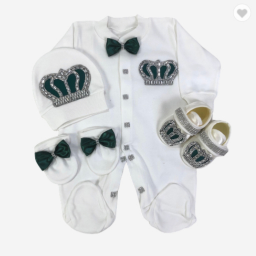 4 Pieces Emerald Color Baby Romper Set Clothes