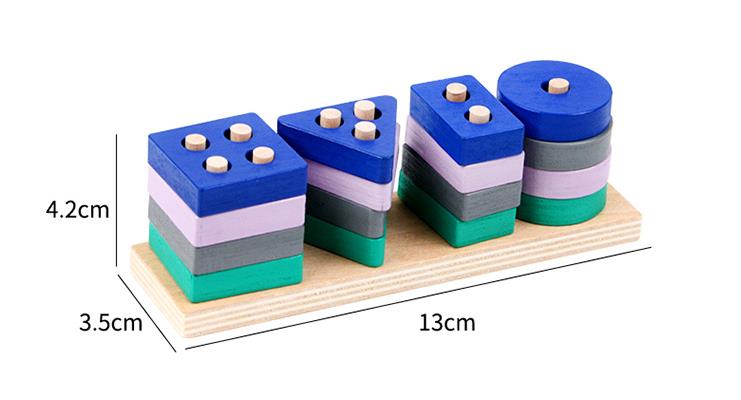 Environmentally friendly non-toxic 3D geometric stacking classification of wooden toys