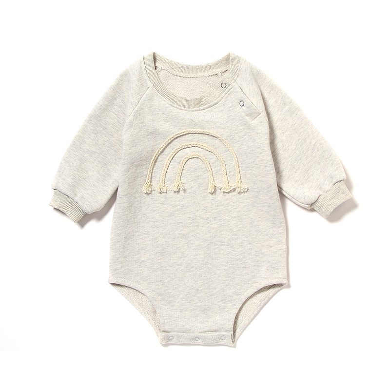 Cotton 0-12 Month Baby Jumpsuit Waffle Rainbow Long Sleeve Newborns Clothing