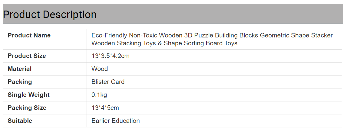 Environmentally friendly non-toxic 3D geometric stacking classification of wooden toys