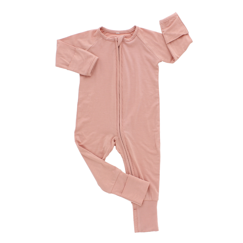 New long sleeve 95% bamboo fiber 5% spandex newborn jumpsuit blank zipper baby jumpsuit