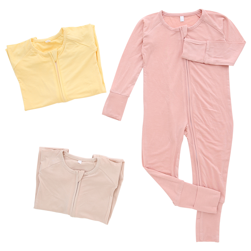 New long sleeve 95% bamboo fiber 5% spandex newborn jumpsuit blank zipper baby jumpsuit