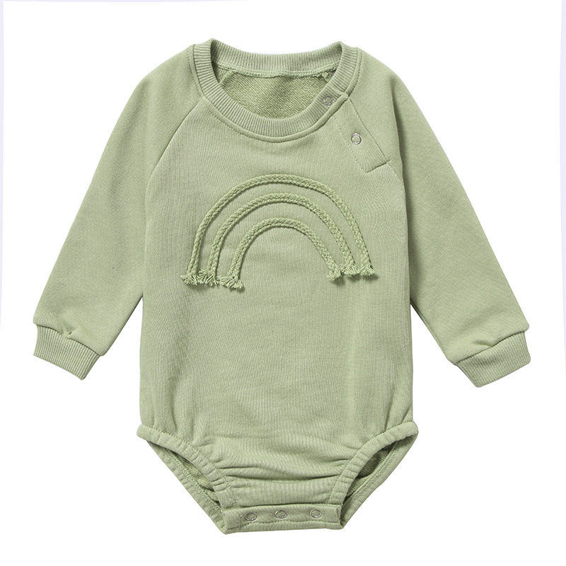 Cotton 0-12 Month Baby Jumpsuit Waffle Rainbow Long Sleeve Newborns Clothing
