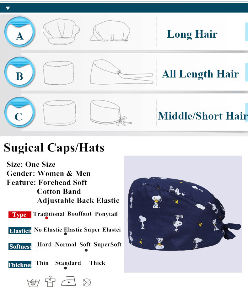 Pet Cartoon Working Hat Medical Nurse Caps Doctor Surgical Hat Unisex 100% Cotton Detal Beauty Salon Scrub Cap