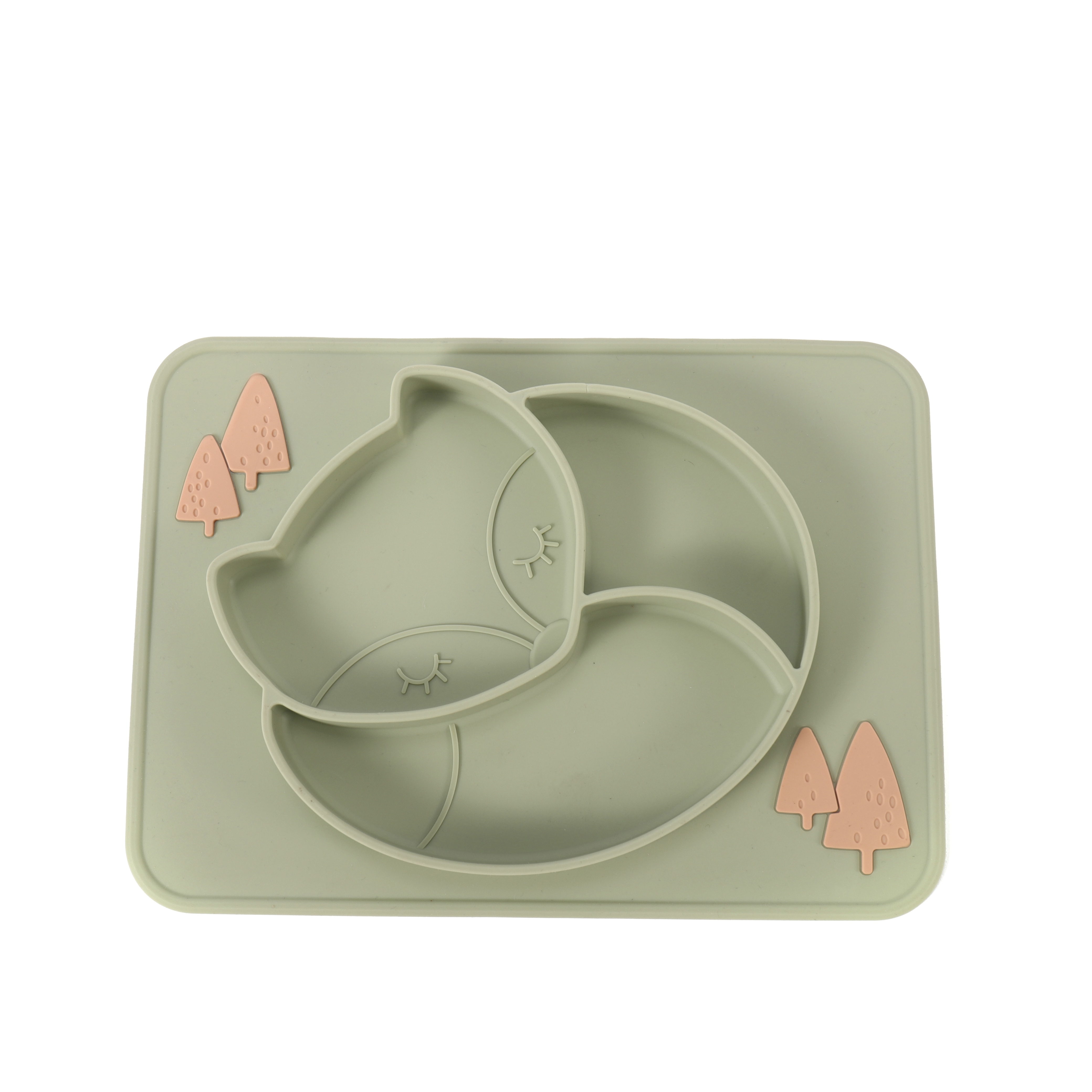 Silicone Baby Plate with Fox Style Suction Type Multiple Colors Selection