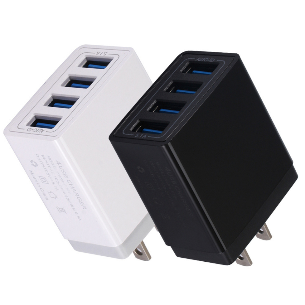 4 ports usb wall chargers 5v 2.4a max 28w total for Phone