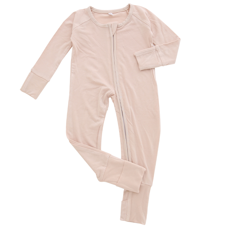 New long sleeve 95% bamboo fiber 5% spandex newborn jumpsuit blank zipper baby jumpsuit