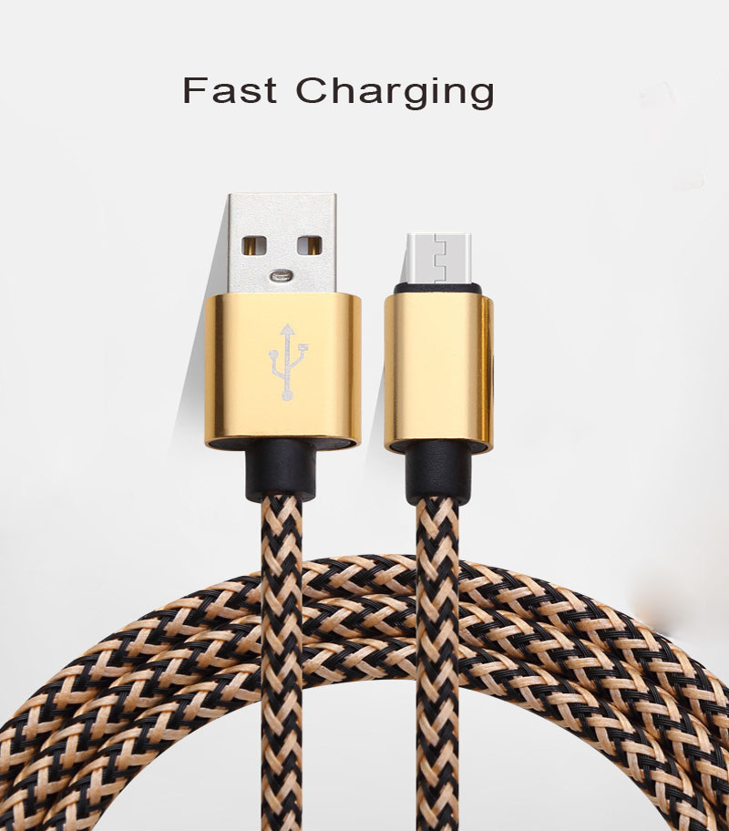 Hot - selling aluminum metal 1 meter 2A color hemp braided charging USB synchronous mobile phone data line