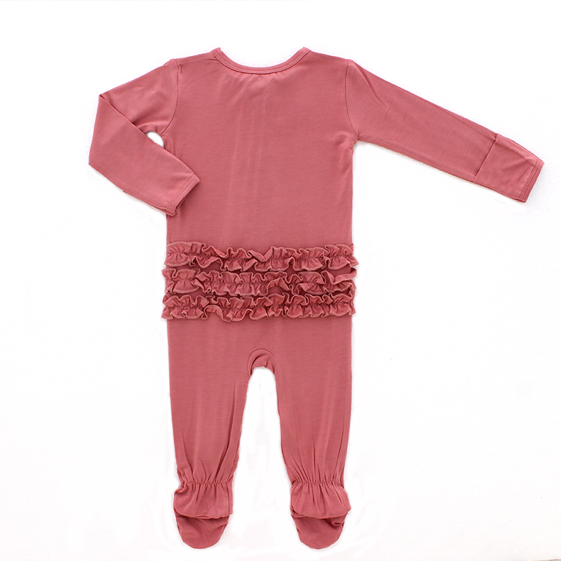 Fall Winter Ribbed Baby Clothes Sleep suits Front Zip Butts Ruffle Newborn Girls Layette Footie Rompers jumpsuit