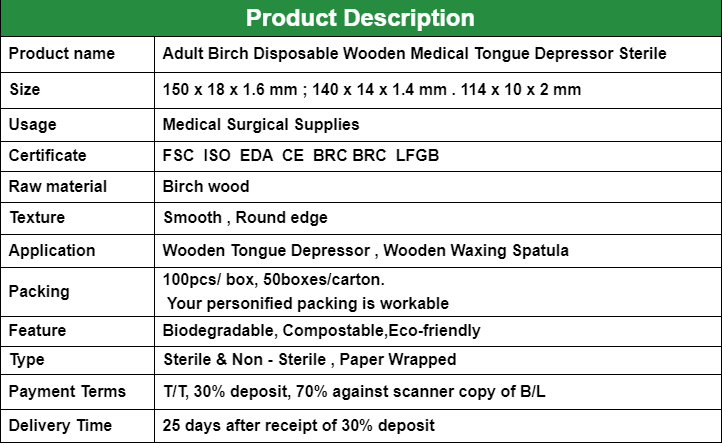 Disposable wax spatula wooden Tongue depressor