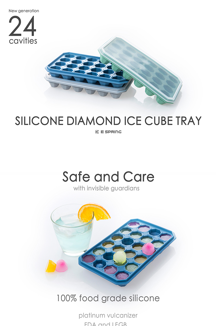  best-selling 24 cavity diamond shaped silica gel mold ice tray