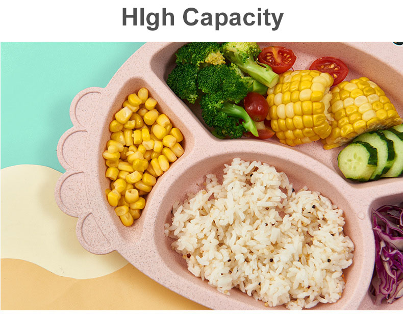 2021 New Design Children's Plate Grid Household Creative Cartoon Anti Falling Baby Kids Chileren Tableware Set