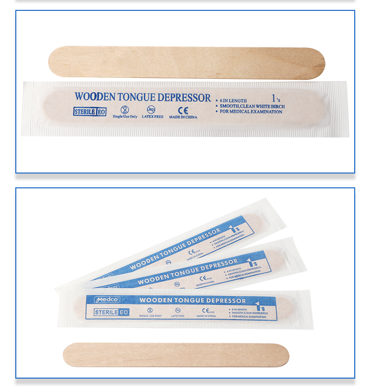 CE ISO certified grade A high quality disposable medical consumables sterile packaging Tongue depressor