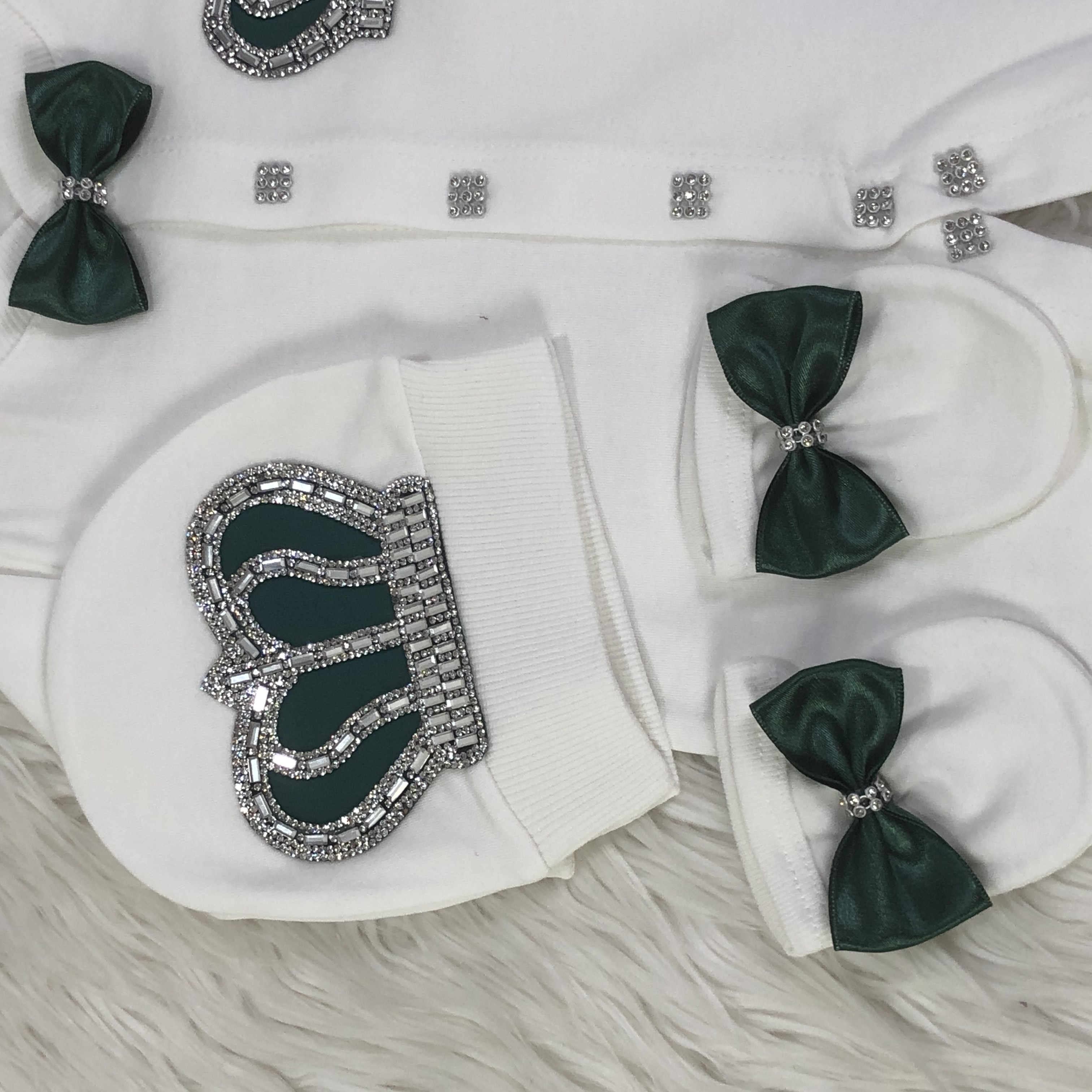 4 Pieces Emerald Color Baby Romper Set Clothes