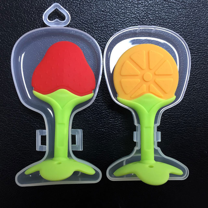 Baby silicone molar stick soft sensory free BPA toy fruit tooth glue