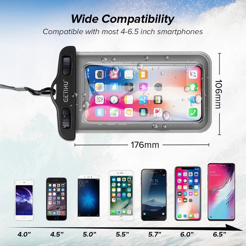 WaterProof Bag PVC Mobile Phone Cases Clear Pouch Case Water Proof Cell Phone Bag With Lanyard