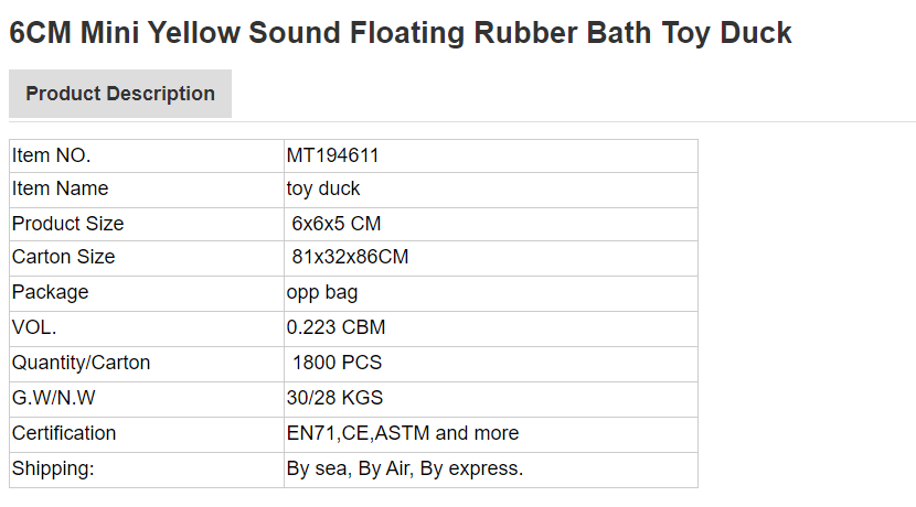 6*6*5CM yellow sound floating rubber bath toy duck