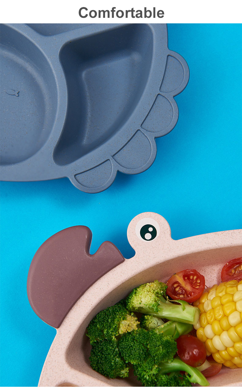 2021 New Design Children's Plate Grid Household Creative Cartoon Anti Falling Baby Kids Chileren Tableware Set