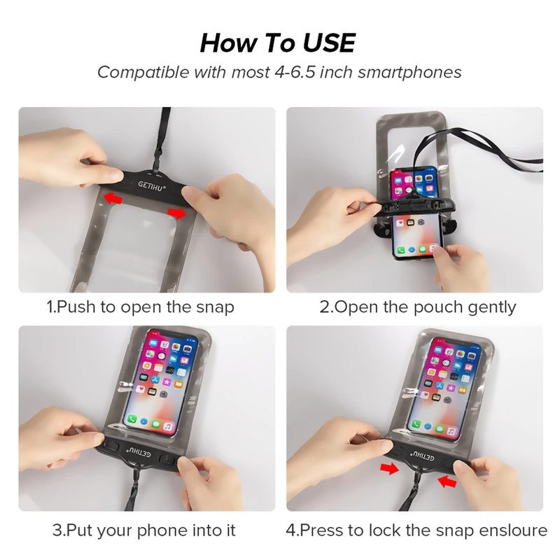 WaterProof Bag PVC Mobile Phone Cases Clear Pouch Case Water Proof Cell Phone Bag With Lanyard