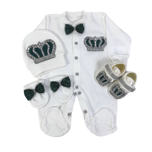 4 Pieces Emerald Color Baby Romper Set Clothes