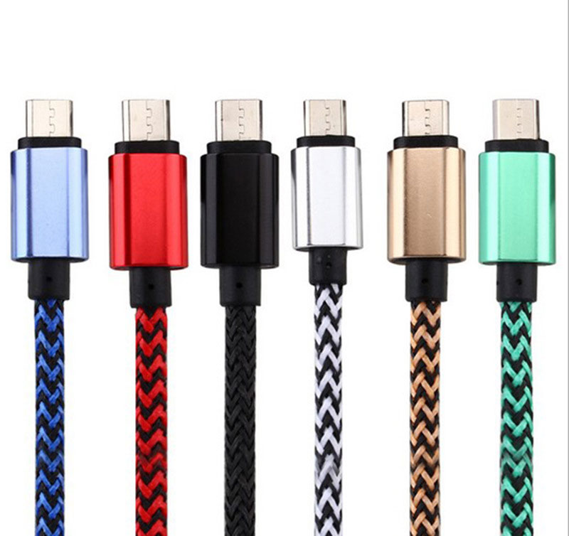 Hot - selling aluminum metal 1 meter 2A color hemp braided charging USB synchronous mobile phone data line