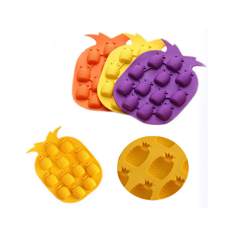 Pineapple-shaped 12-chamber mini fruit ice cream on a lovely silicone ice tray