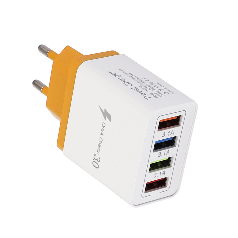Suitable for Samsung Huawei Xiaomi QC 3.0 wall universal travel suitable for EU 4 USB mobile phone charger