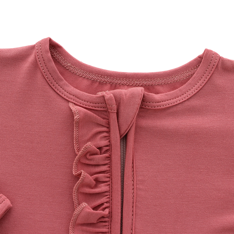 Fall Winter Ribbed Baby Clothes Sleep suits Front Zip Butts Ruffle Newborn Girls Layette Footie Rompers jumpsuit