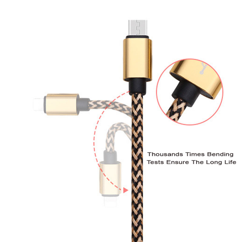 Hot - selling aluminum metal 1 meter 2A color hemp braided charging USB synchronous mobile phone data line