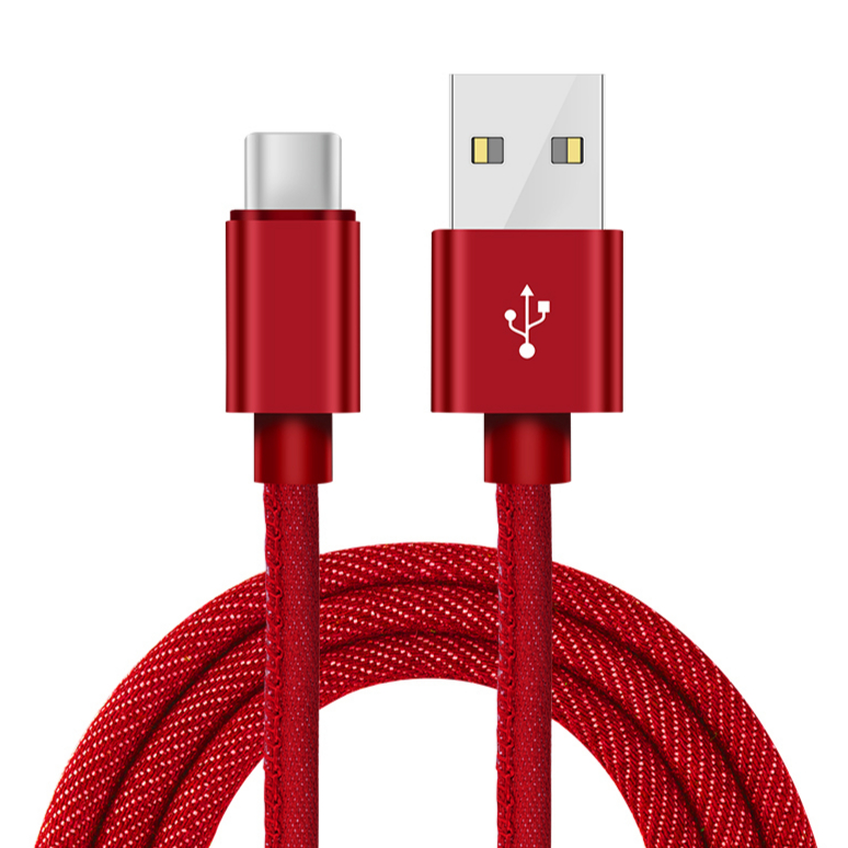 High quality 2A cowboy denim durable cloth 1M TYPE C Usb charging date Cable for Samsung S9 S8 Huawei mate30pro