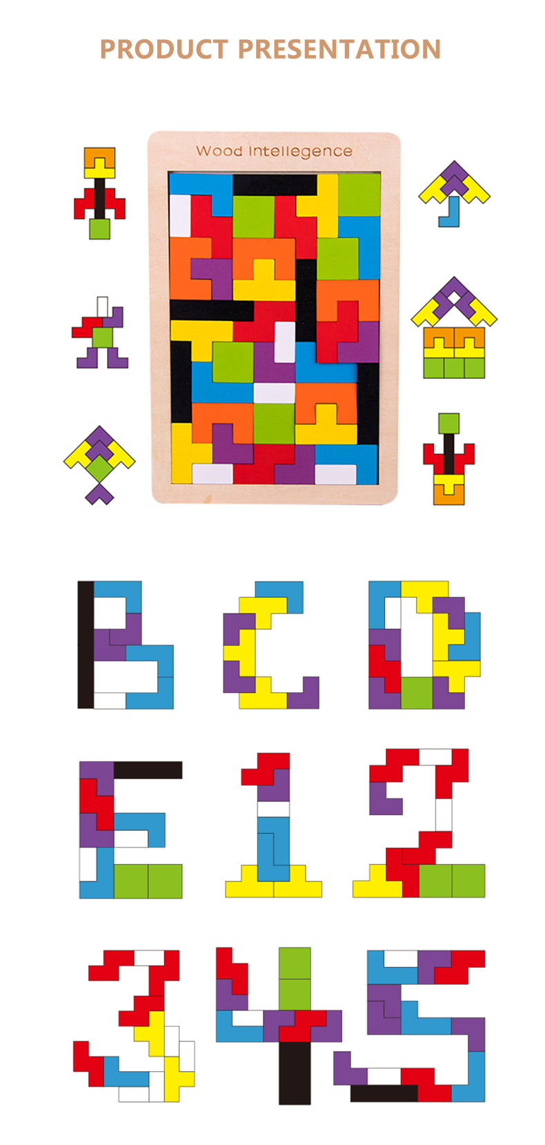 Newly designed wooden jigsaw puzzle for children's logical thinking training