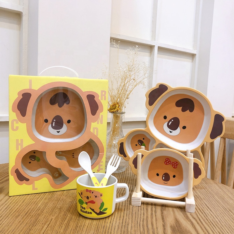 Does not contain BPA bamboo fibre suit baby tableware