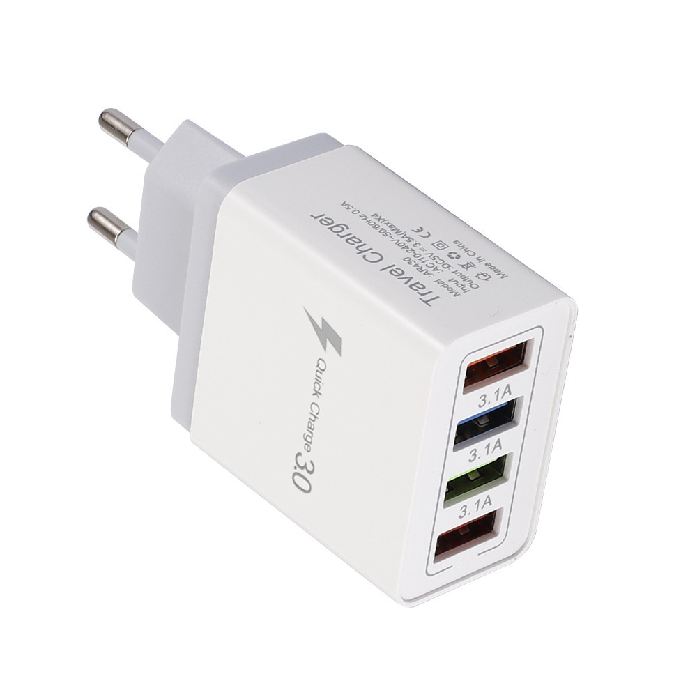 Suitable for Samsung Huawei Xiaomi QC 3.0 wall universal travel suitable for EU 4 USB mobile phone charger