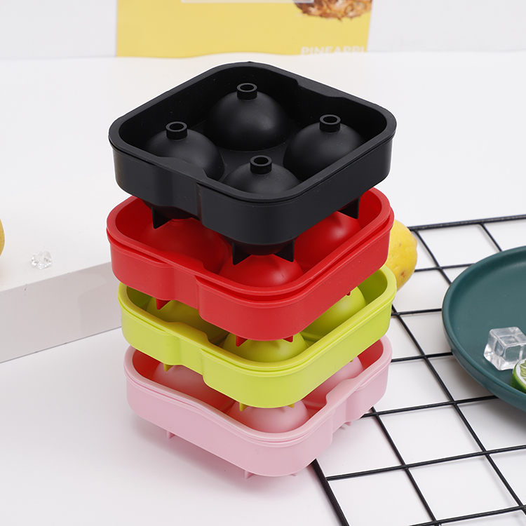 China's hot 4-chamber diamond silicone ice hockey cube tray