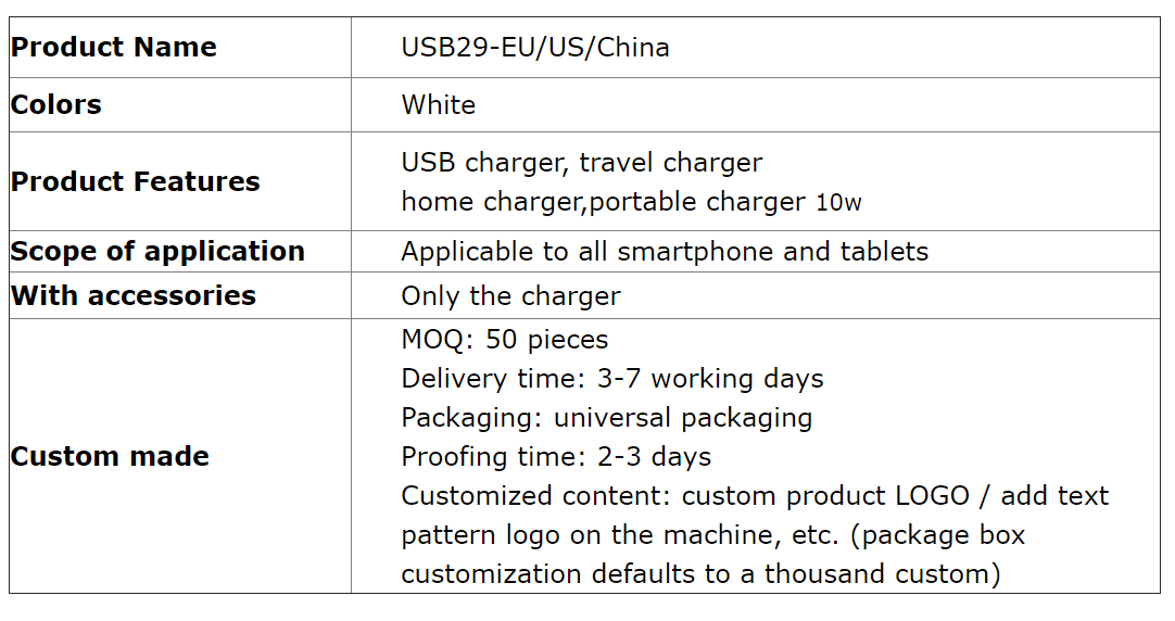 CYKE USB29 5V2A Smart fast light USB phone charger